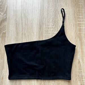 Princess Polly One Shoulder Crop Tank Top Size 4 Black